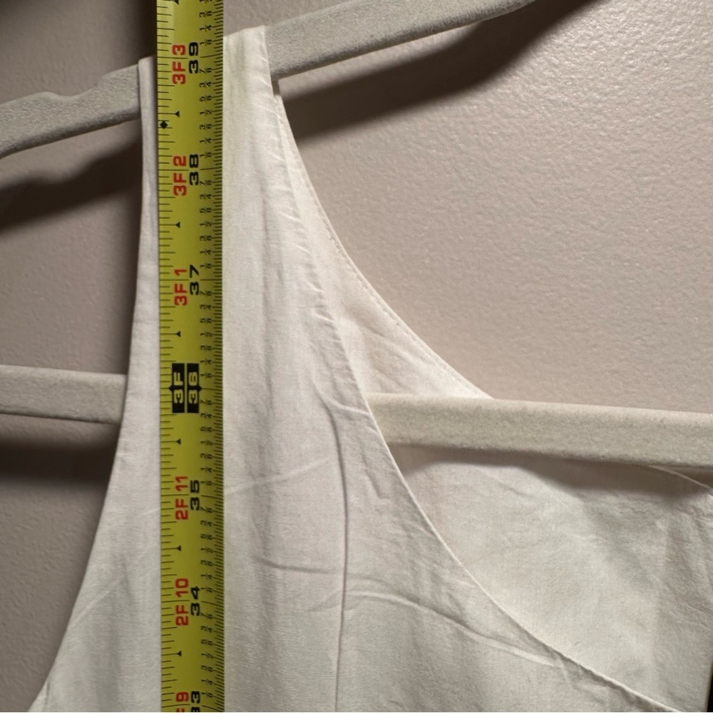 Eileen Fisher White Cotton Lined Midi Shift Dress Front Pockets Petite Large PL - Picture 11 of 15